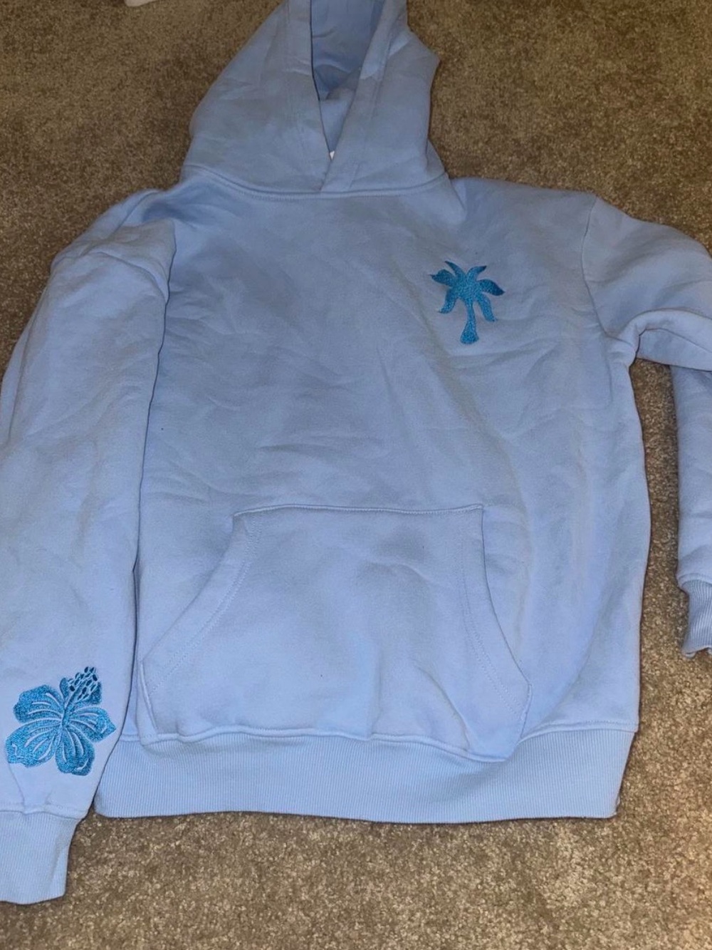 Blue Pink Palm Puff Hoodie